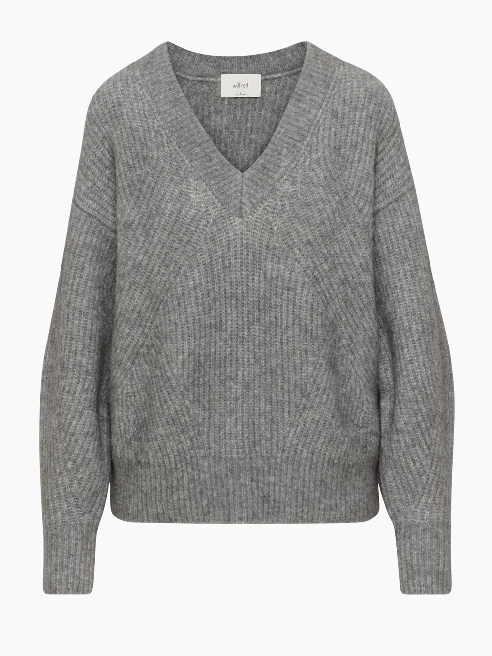 Wilfred Grey Loretta Ribbed V-Neck Sweater